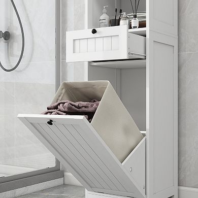 Tilt-Out Laundry Cabinet with One Compartment and One Drawer