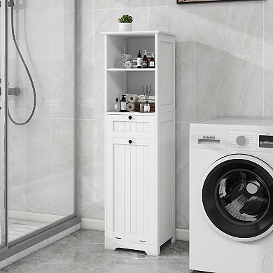 Tilt-Out Laundry Cabinet with One Compartment and One Drawer