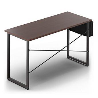 Gymax Modern Computer Desk 47'' Study Writing Table w/ Storage Bag Coffee