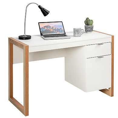 Gymax Modern Computer Desk Workstation Desk Home Office w/ Storage Cabinet