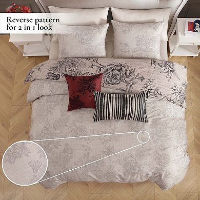 Bebejan French Linen 100 % Cotton Sateen 5 Piece Reversible Comforter Set