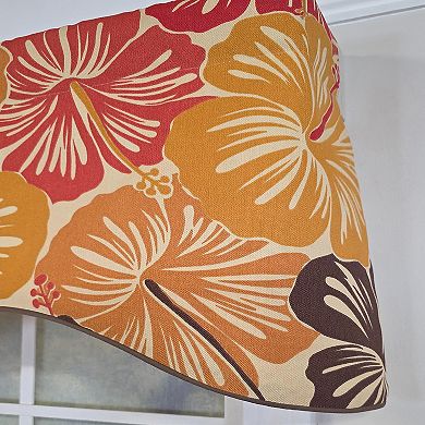Wild Hibiscus Cornice 100% Cotton Rod Pocket Lined Window Valance 50" x 17" Multi