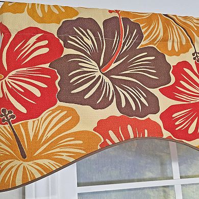 Wild Hibiscus Cornice 100% Cotton Rod Pocket Lined Window Valance 50" x 17" Multi