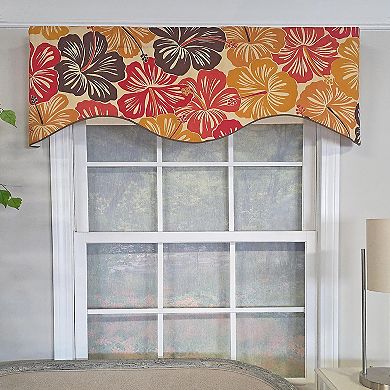 Wild Hibiscus Cornice 100% Cotton Rod Pocket Lined Window Valance 50" x 17" Multi