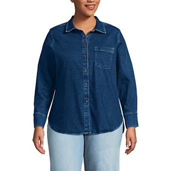 Women's Lands' End Soft Denim Twill Button Front Shirt