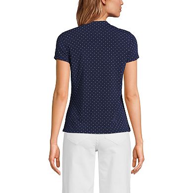 Women's Tall Lands' End Lightweight Jersey Button Pintuck Top
