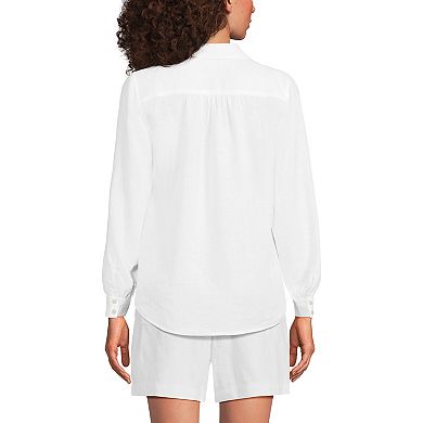 Women's Lands' End Long Sleeve Linen Feminine Shirt