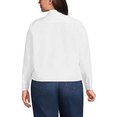 Plus Size Lands' End Boxy Cropped No Iron Pintuck Shirt