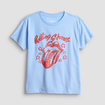 Girls 7-16 Music Rolling Stones Sketch Stars Graphic Short Sleeve Tee