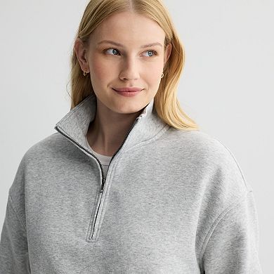 Juniors' SO® Cropped Quarter-Zip Fleece Sweatshirt
