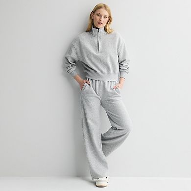 Juniors' SO® Cropped Quarter-Zip Fleece Sweatshirt