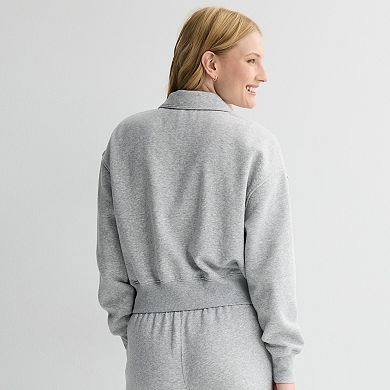 Juniors' SO® Cropped Quarter-Zip Fleece Sweatshirt