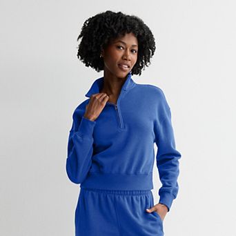 Juniors' SO® Cropped Quarter-Zip Fleece Sweatshirt