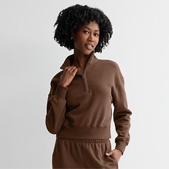 Juniors' SO® Cropped Quarter-Zip Fleece Sweatshirt