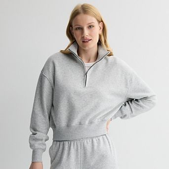 Juniors' SO® Cropped Quarter-Zip Fleece Sweatshirt