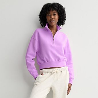 Juniors' SO® Cropped Quarter-Zip Fleece Sweatshirt