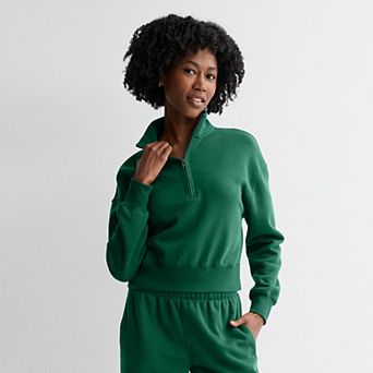Juniors' SO® Cropped Quarter-Zip Fleece Sweatshirt