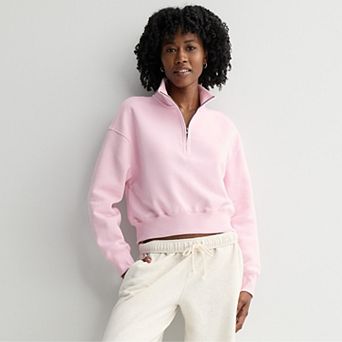Juniors' SO® Cropped Quarter-Zip Fleece Sweatshirt