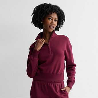 Juniors' SO® Cropped Quarter-Zip Fleece Sweatshirt