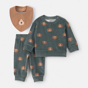 Baby Boy Carter's 3 pc Dog Crewneck Pullover, Pants & Bib Set