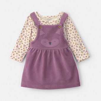 Baby Girl Carter's 2 pc Floral Long Sleeve Top & Fox Skirtall Set
