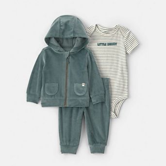 Baby Boy Carter’s 3 pc 'Little Buddy' Hooded Jacket, Pants & Bodysuit Set