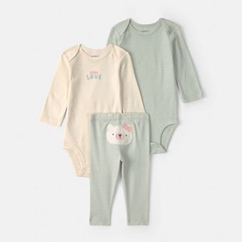 Baby Girl Carter’s 3 pc Long-Sleeve Bodysuit & Pants Set