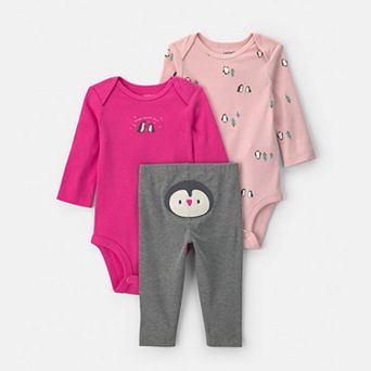Baby Girl Carter’s 3 pc Long-Sleeve Bodysuit & Pants Set