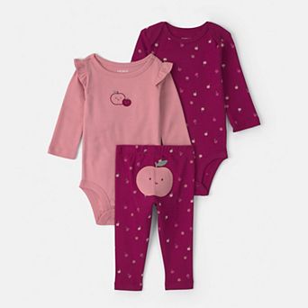 Baby Girl Carter’s 3 pc Long-Sleeve Bodysuit & Pants Set