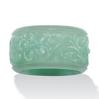 PalmBeach Jewelry Genuine Green Jade Flower Eternity Band