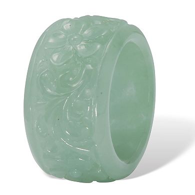 PalmBeach Jewelry Genuine Green Jade Flower Eternity Band
