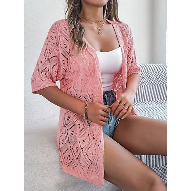 Women's Lightweight Cardigans Short Sleeve Knit Crochet Coverups Boho Beach Vacation Clothes