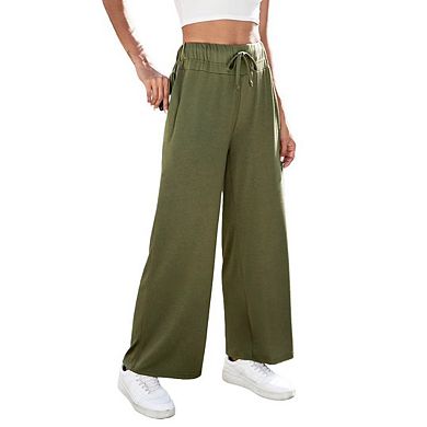 Women's Yoga Pants with Pockets Casual Loose Lounge Wide Leg High Waisted Drawstring Sweatpants