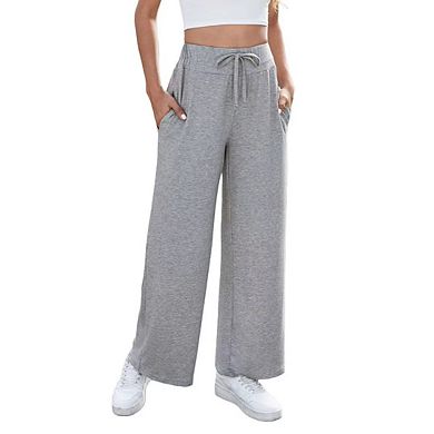 Women's Yoga Pants with Pockets Casual Loose Lounge Wide Leg High Waisted Drawstring Sweatpants