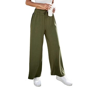 Women's Yoga Pants with Pockets Casual Loose Lounge Wide Leg High Waisted Drawstring Sweatpants