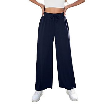 Women's Yoga Pants with Pockets Casual Loose Lounge Wide Leg High Waisted Drawstring Sweatpants