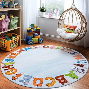 Kids ABC Educational Area Rug, Soft Floor Mat for Boys Girls Kindergarten