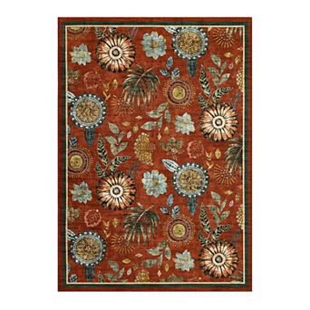 FairOnly Modern Flower Print Area Rug Non Slip Machine Washable Floor Cover for Bedroom Dining Room