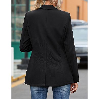 Women's Elegant Belted Blazer Long Sleeve Shawl Collar Suit Jacket