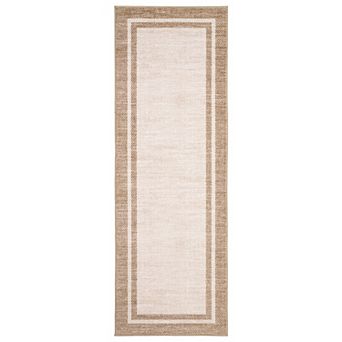 FairOnly Geometric Frame Area Rug Low Pile Washable Non Slip Rug for Mordern Living Room Bedroom