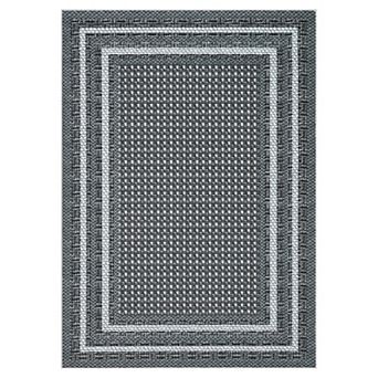 FairOnly Geometric Border Area Rug Non Slip Machine Washable Low Pile Rug for Dining Room Entryway