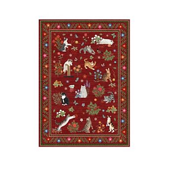 Garvee Cats & Flowers Area Rug Machine Washable Non Slip Pet-Friendly Soft Floor Rug for Homes