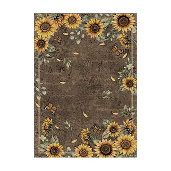 Garvee Sunflower & Insects Area Rug Machine Washable Low Pile Non Slip Carpet for Home Decoration