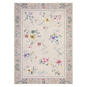 Garvee Modern Floral Area Rug for Living Room Machine Washable Non Slip Foldable Rug for Bedroom