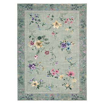 Garvee Modern Floral Area Rug for Living Room Machine Washable Non Slip Foldable Rug for Bedroom