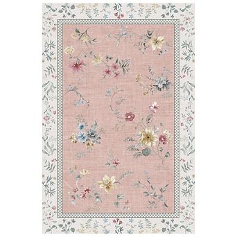 Garvee Modern Floral Area Rug for Living Room Machine Washable Non Slip Foldable Rug for Bedroom