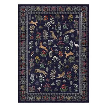 Garvee Pastoral Area Rug Non Slip Low Pile Machine Washable Rug for Living Room Dining Room Kitchen