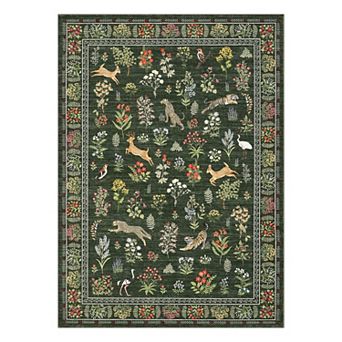 Garvee Pastoral Area Rug Non Slip Low Pile Machine Washable Rug for Living Room Dining Room Kitchen