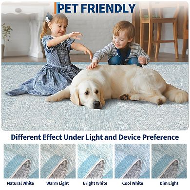 Garvee Modern Solid Color Area Rug Washable Low Pile Non Slip Floor Rug for Bedroom Dining Room