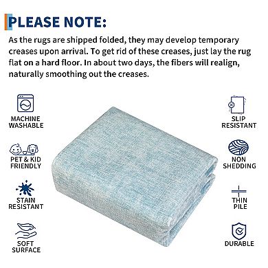 Garvee Modern Solid Color Area Rug Washable Low Pile Non Slip Floor Rug for Bedroom Dining Room